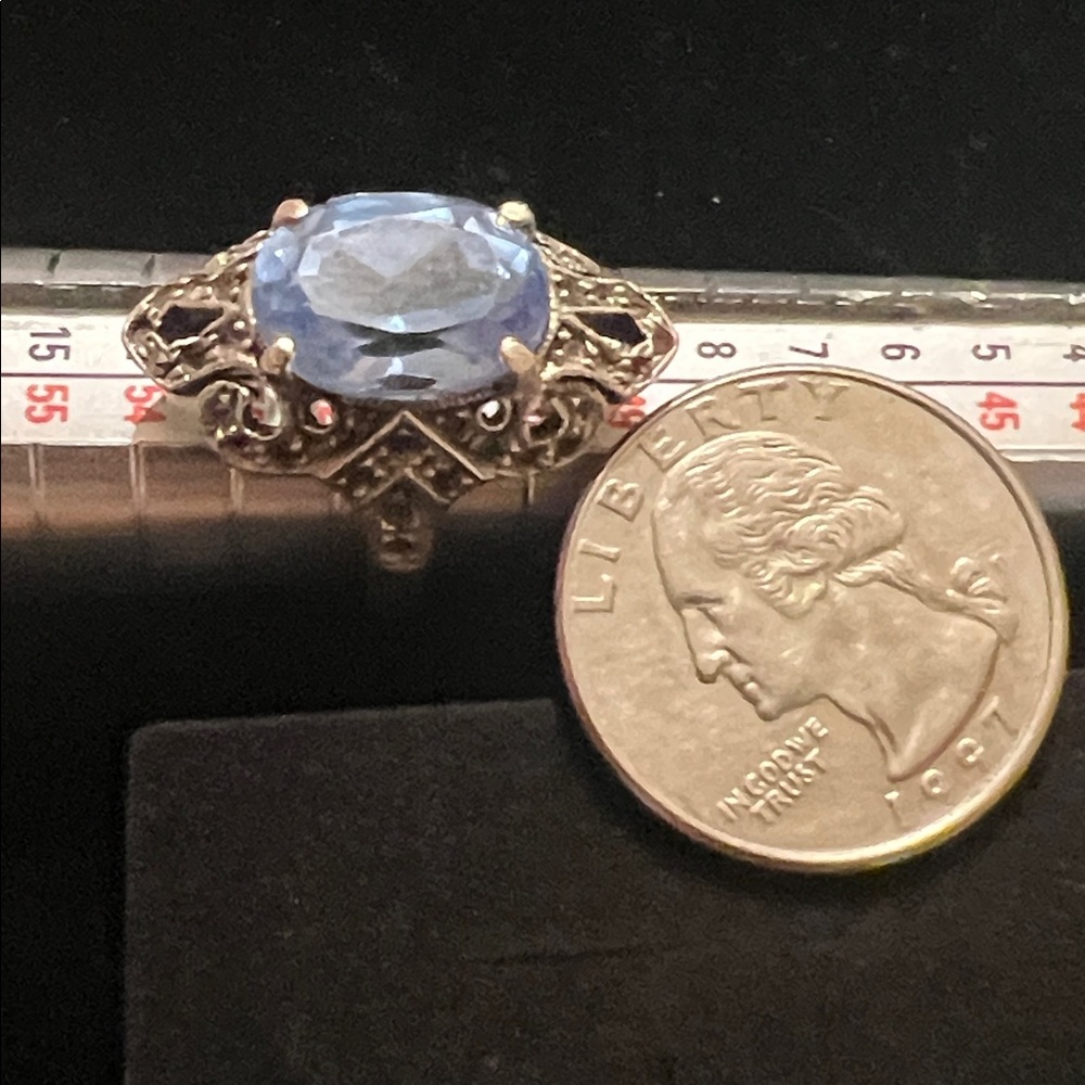 925 STERLING SILVER IOLITE AND MARCASITES RING - Picture 7 of 7